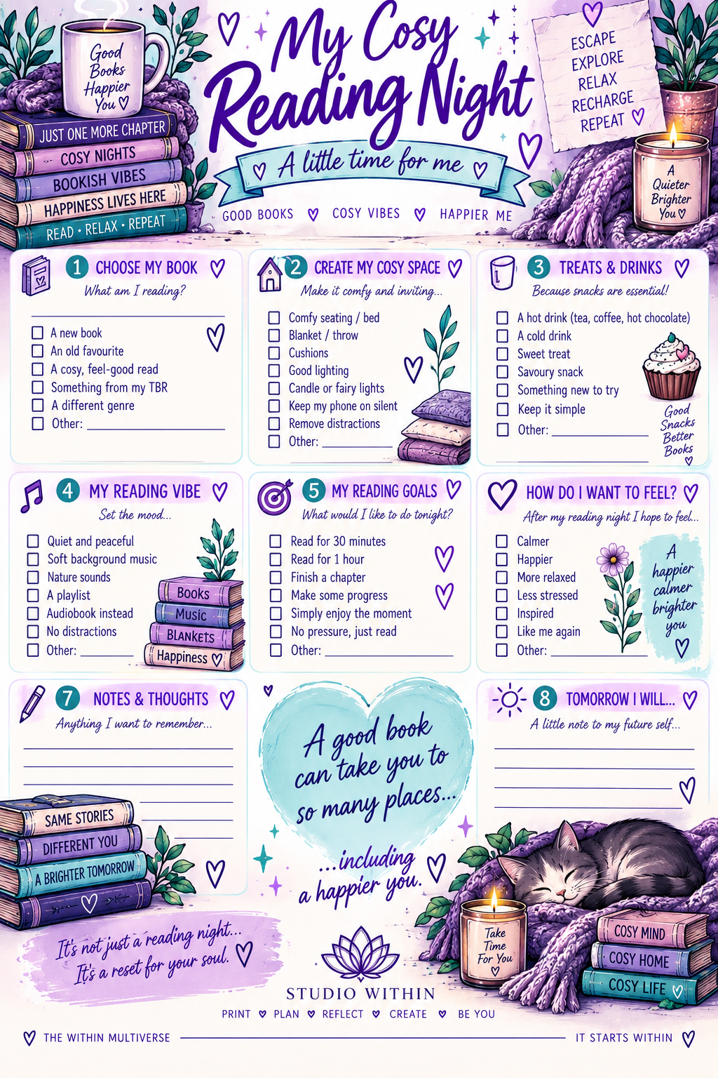 FREE My Cosy Reading Night | Printable Reading Journal Page