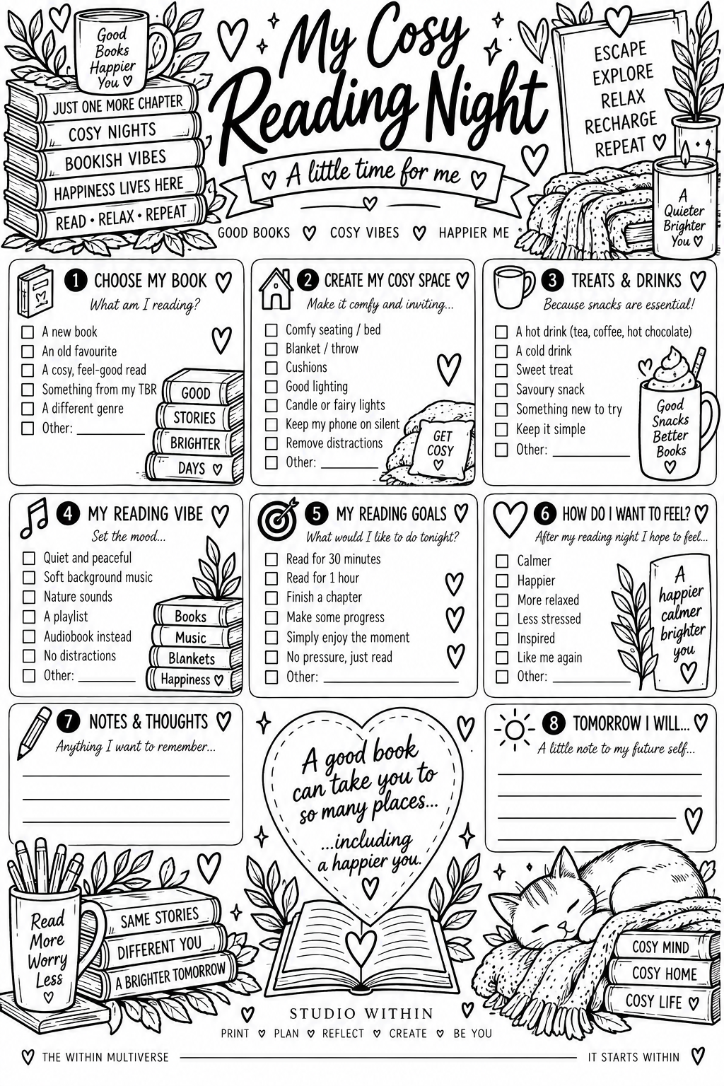 FREE My Cosy Reading Night | Printable Reading Journal Page